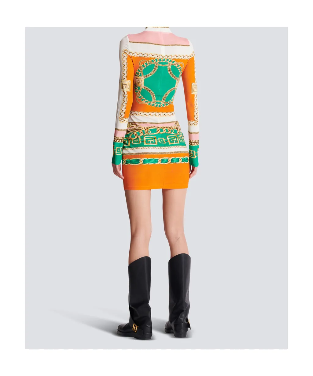 Balmain Foulard Pattern Short Printed Bodycon Dress
