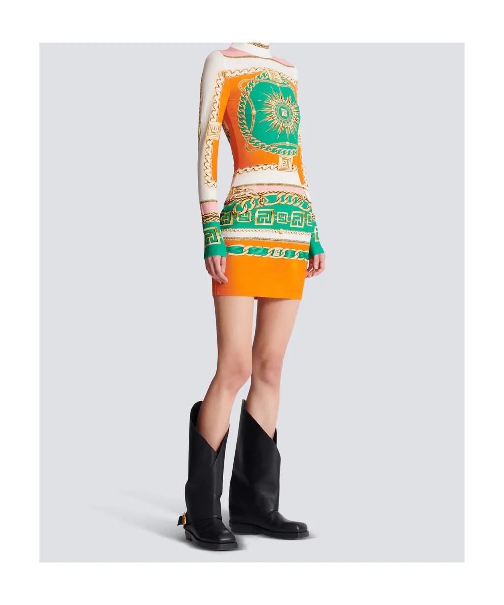 Balmain Foulard Pattern Short Printed Bodycon Dress