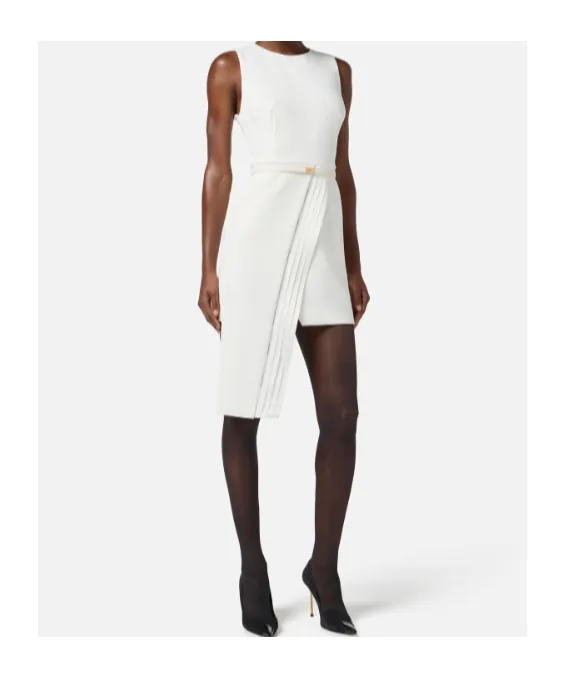 Dress In Lightweight Crepe Fabric With Tuxedo Details