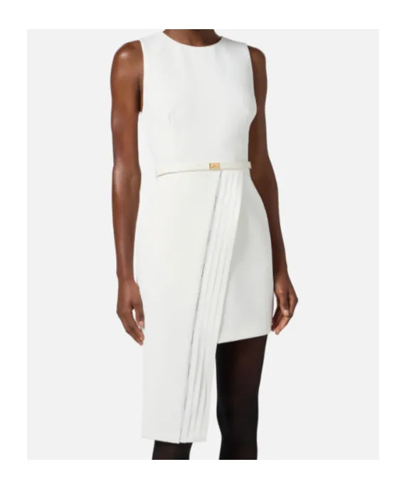 Dress In Lightweight Crepe Fabric With Tuxedo Details
