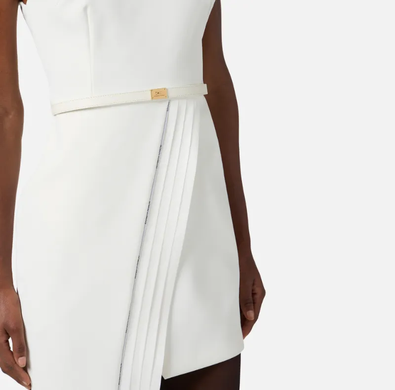 Dress In Lightweight Crepe Fabric With Tuxedo Details
