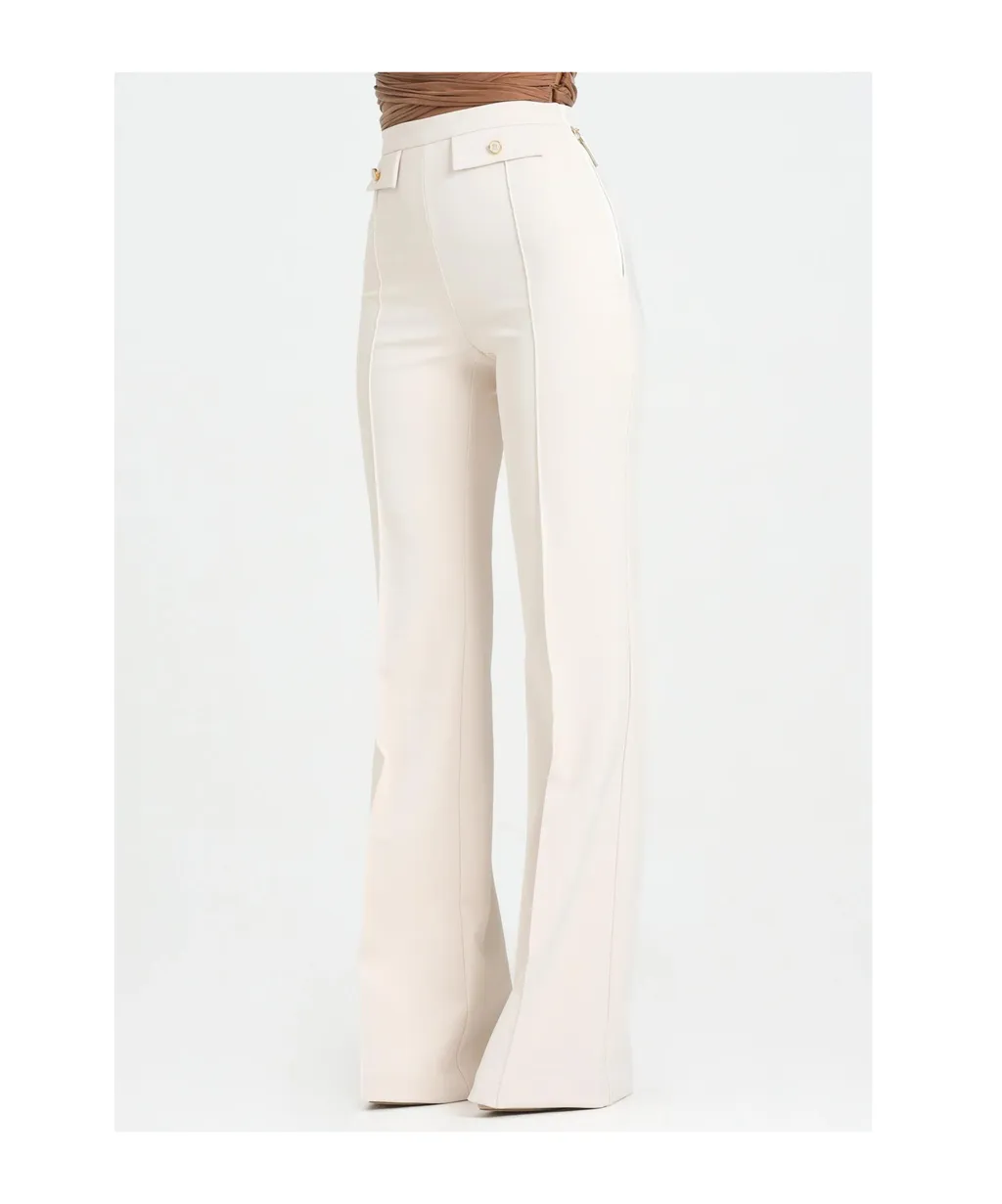 Button-Detailed Flared Trousers