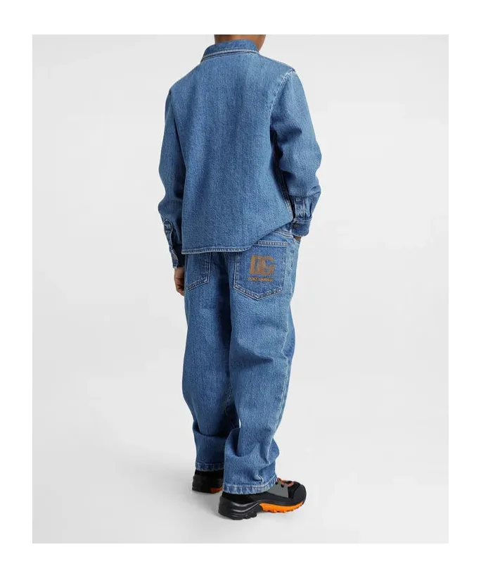 Logo-Embroidered Elastic-Waist Jeans