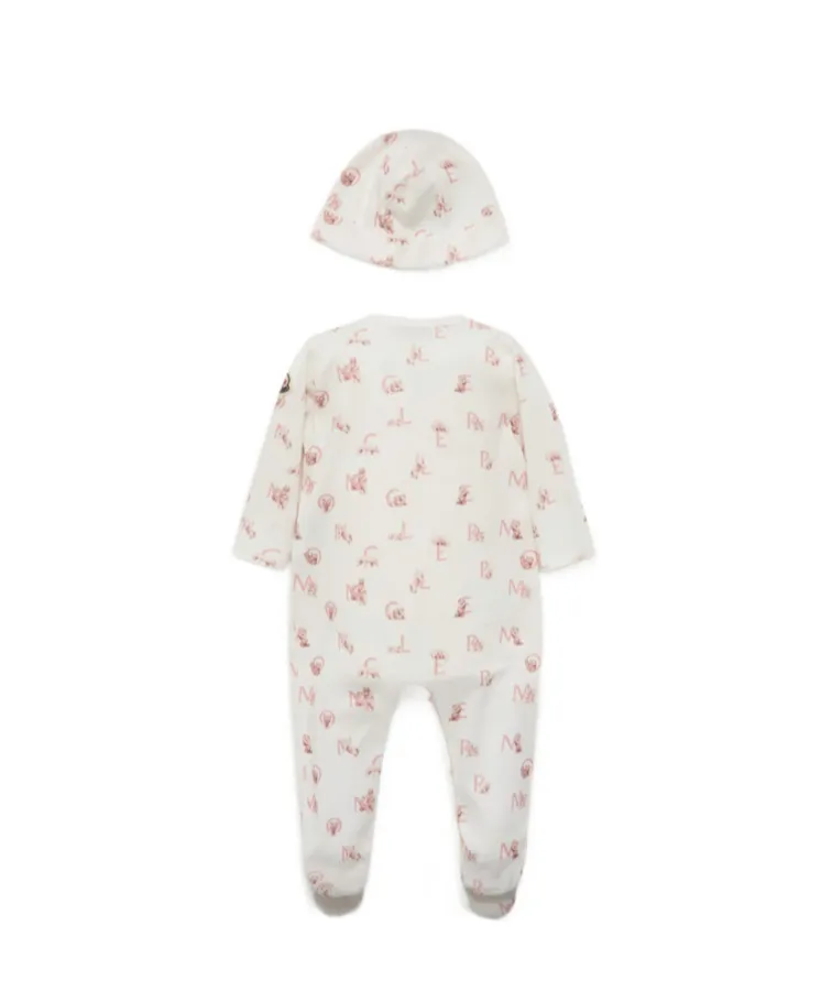 Moncler Enfant All-Over Patterned Crewneck Rompers