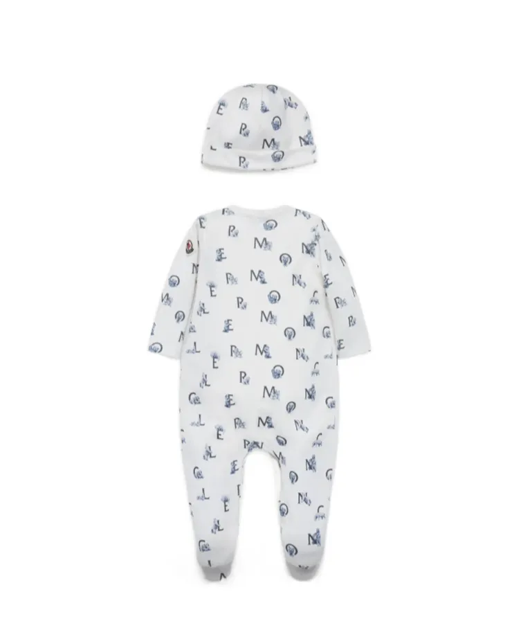 Moncler Enfant All-Over Patterned Crewneck Rompers