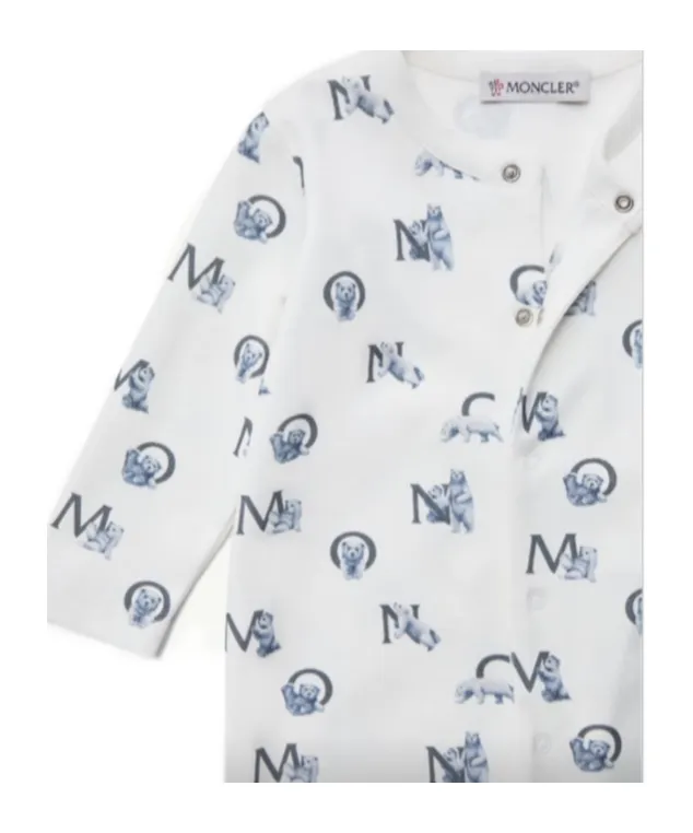 Moncler Enfant All-Over Patterned Crewneck Rompers