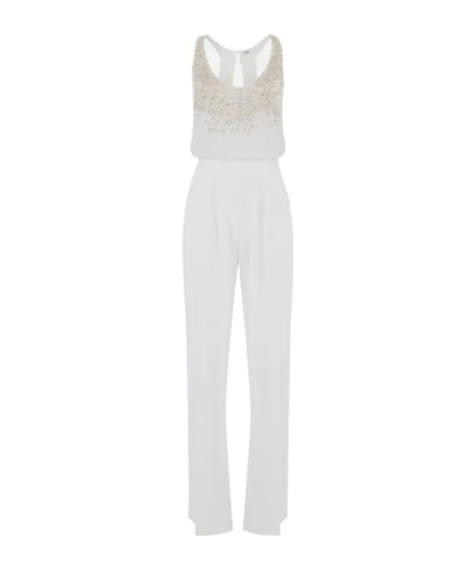 Elisabetta Franchi Georgette Crpe Embellished Jumpsuit