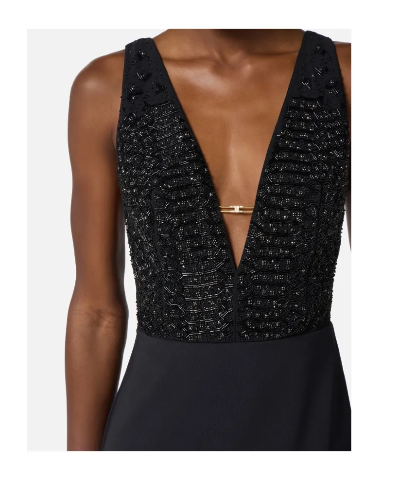 Elisabetta Franchi V-Neck Red Carpet Dress