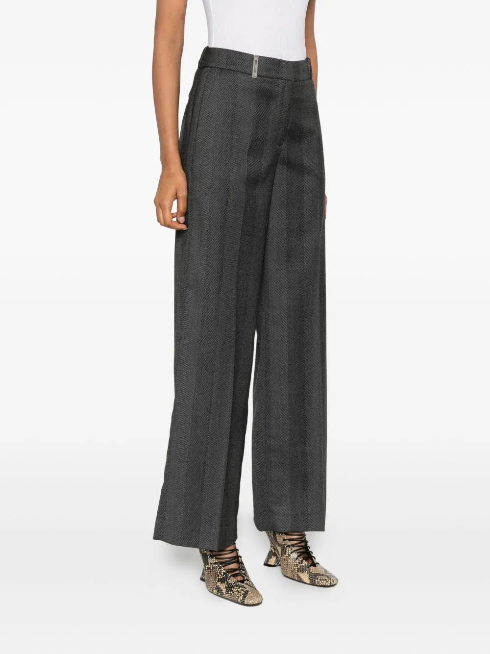 Peserico Herringbone Wide Leg Trousers