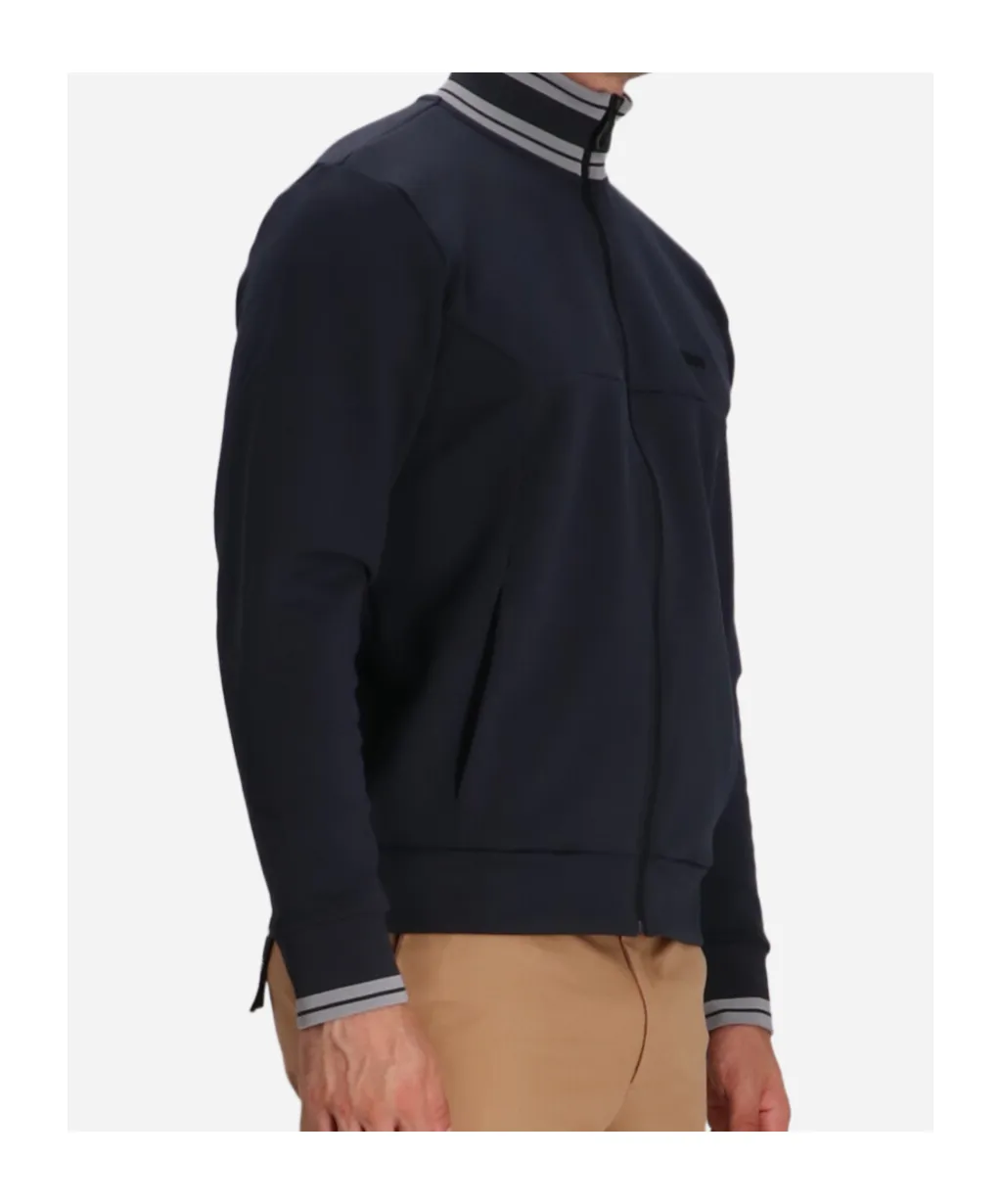 Ribbed-Trim Zip-Fastening Sweater