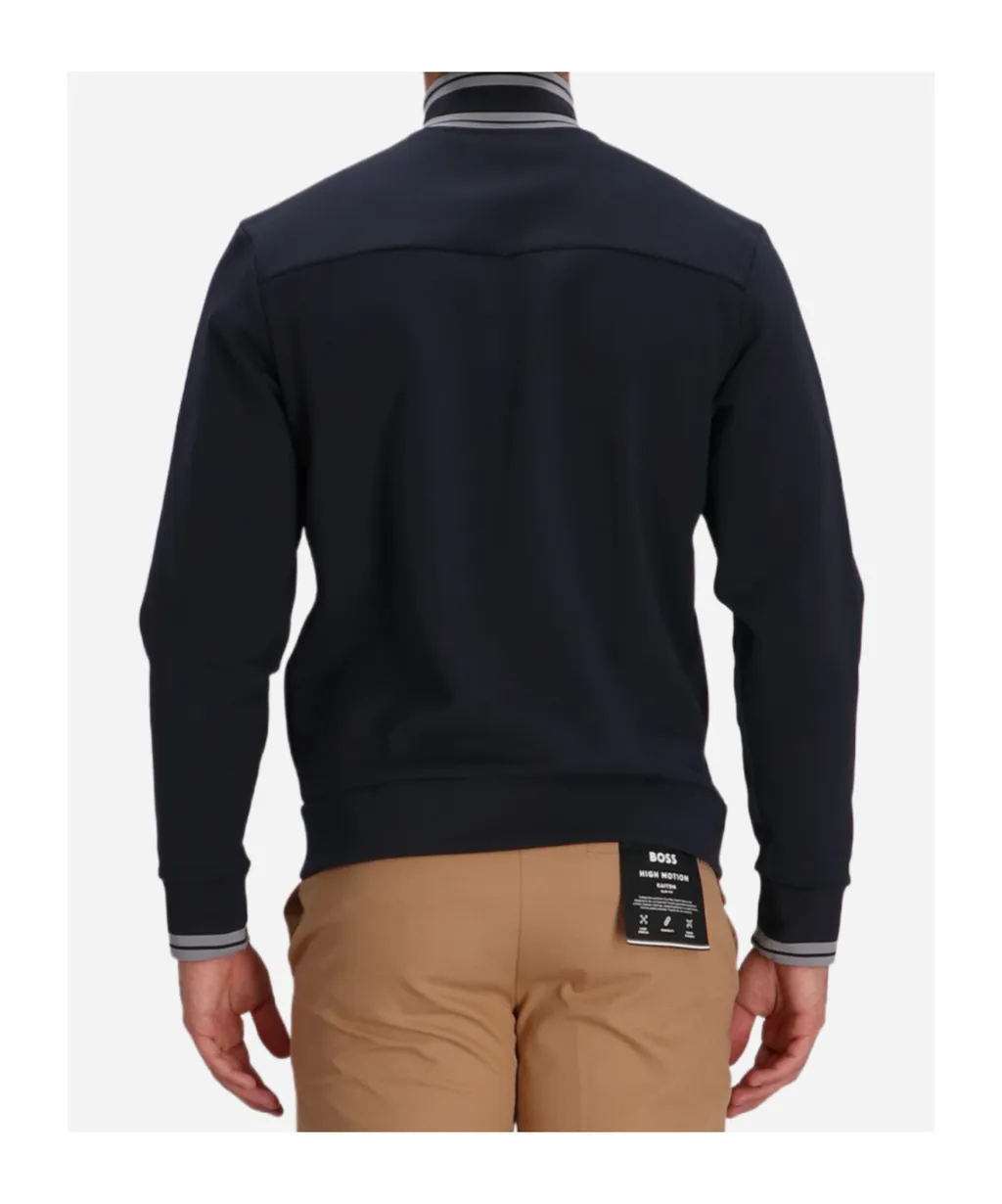 Ribbed-Trim Zip-Fastening Sweater