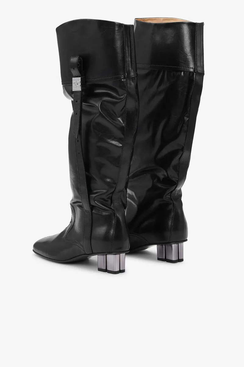 Ganni Slouchy Gathered Detail Heeled Boots