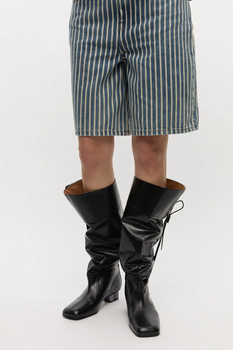 Ganni Slouchy Gathered Detail Heeled Boots