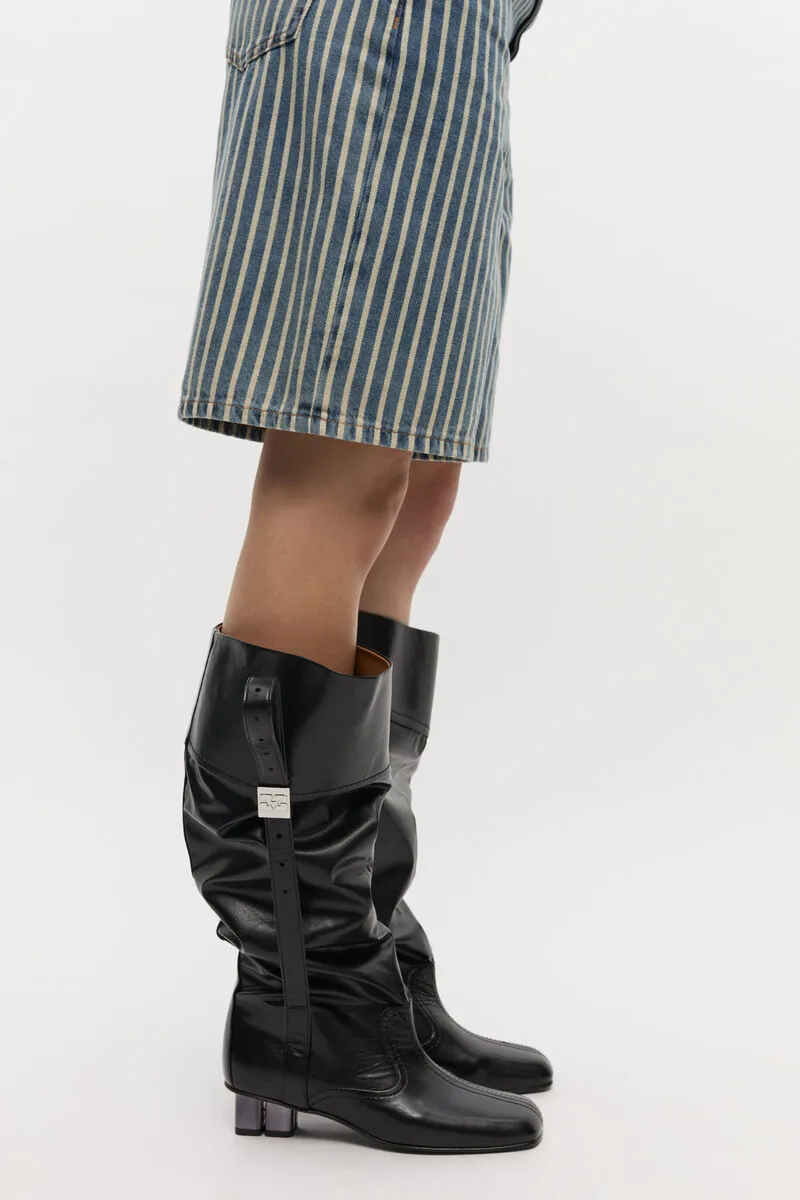 Ganni Slouchy Gathered Detail Heeled Boots