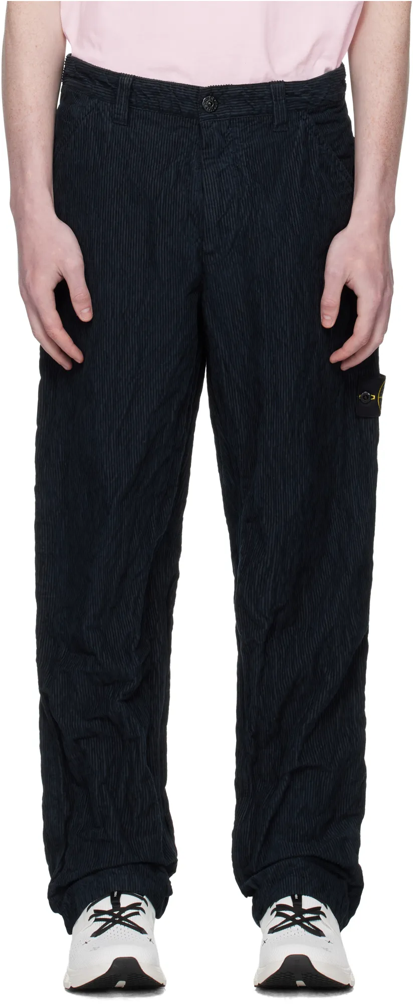 Stone Island Logo Patch Straight Leg Trousers