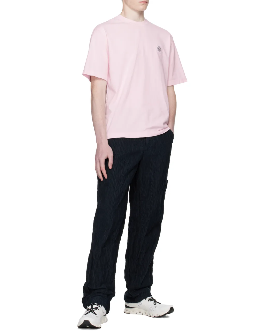 Stone Island Logo Patch Straight Leg Trousers