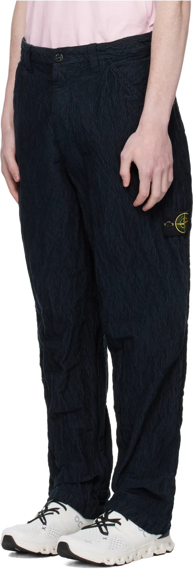 Stone Island Logo Patch Straight Leg Trousers