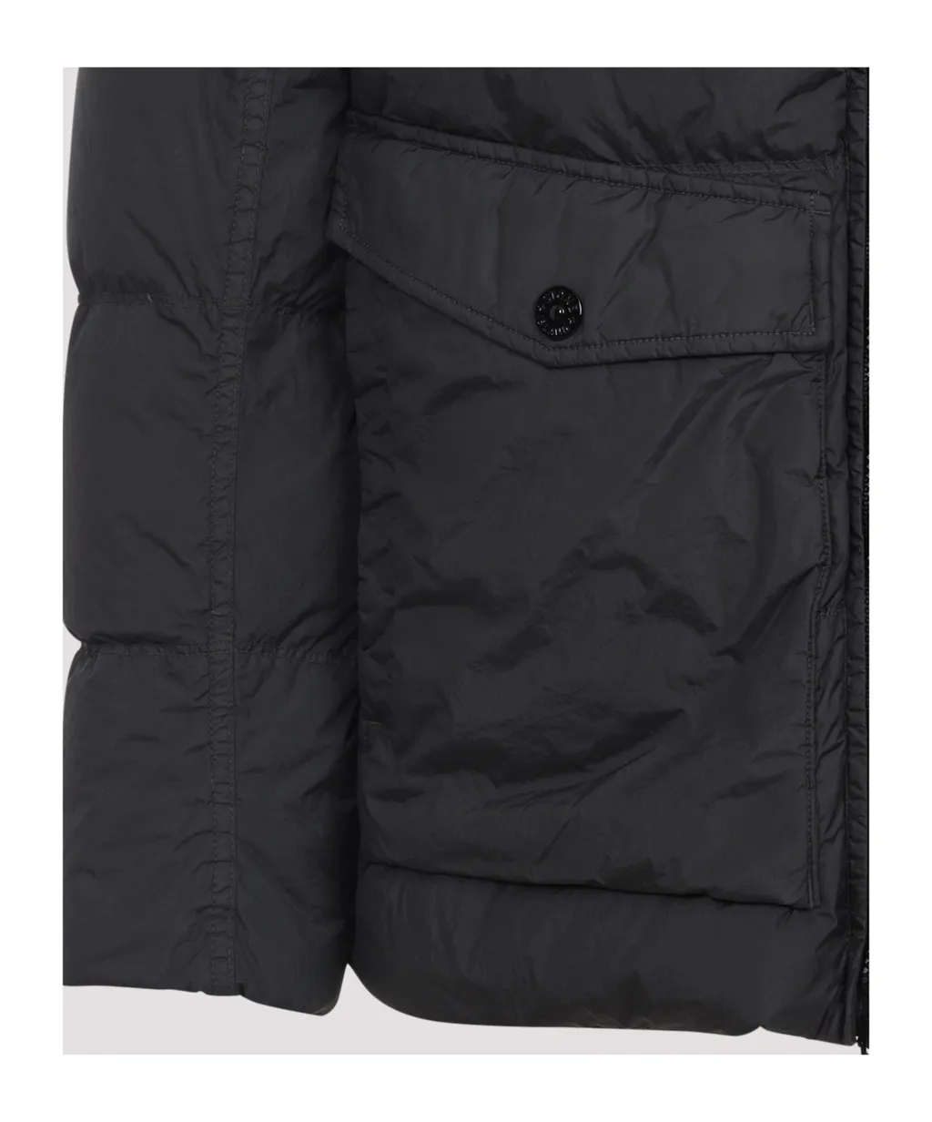 Stone Island Logo Patch Zip-Up Hooded Jacket