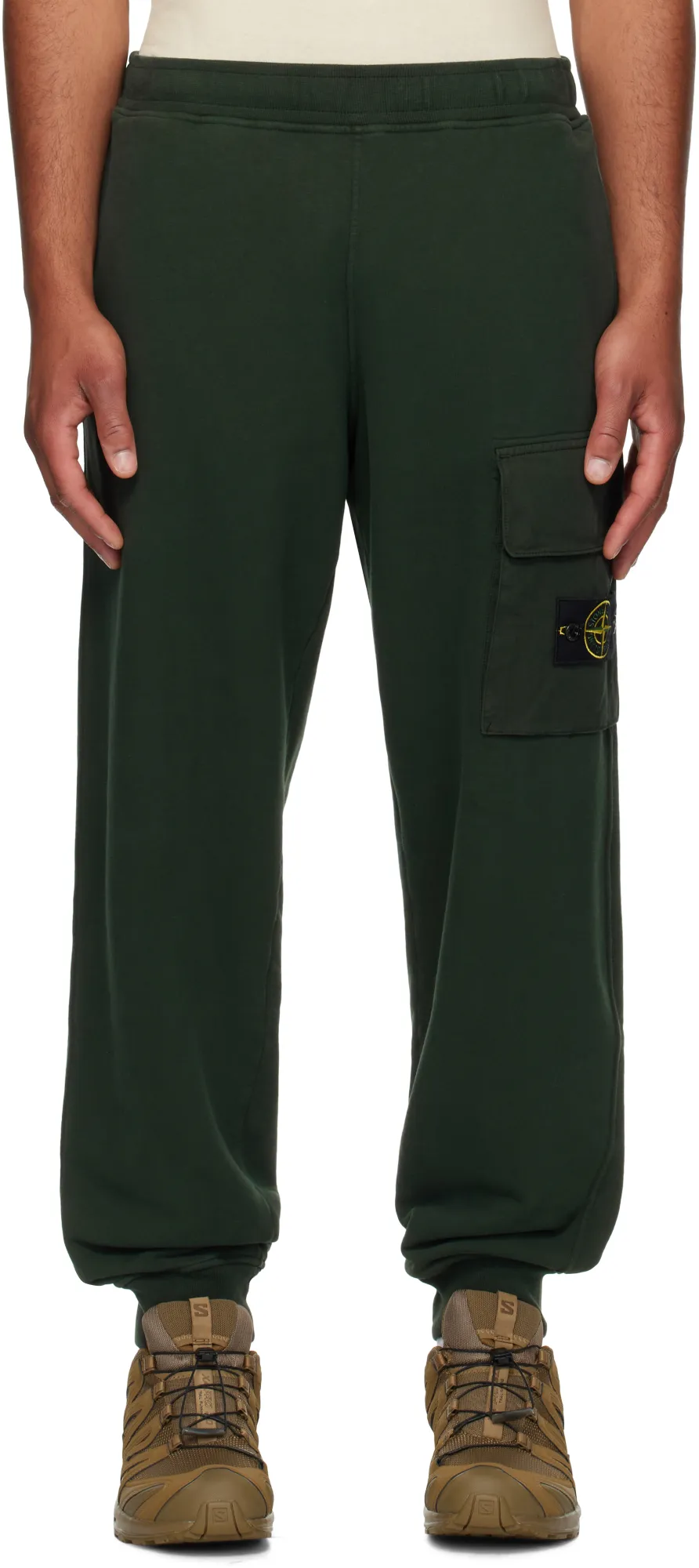 Stone Island Logo Patch Tapered-Leg Pants