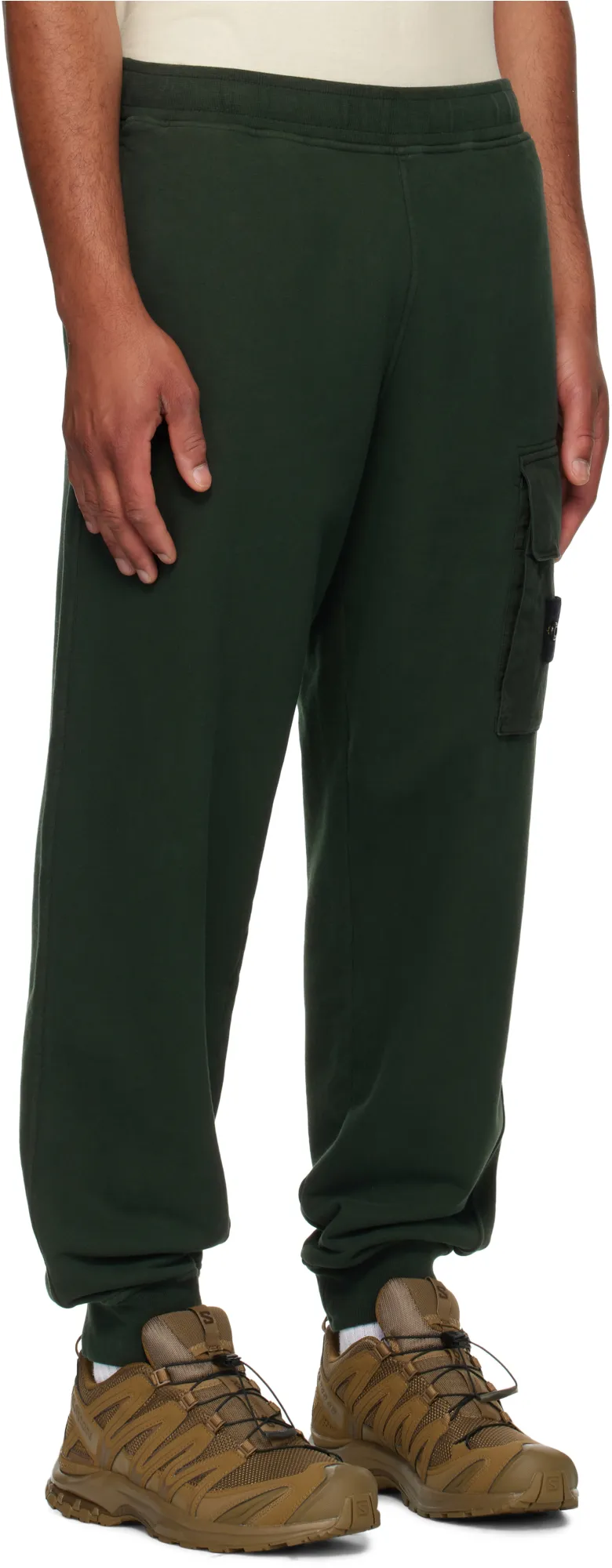 Stone Island Logo Patch Tapered-Leg Pants