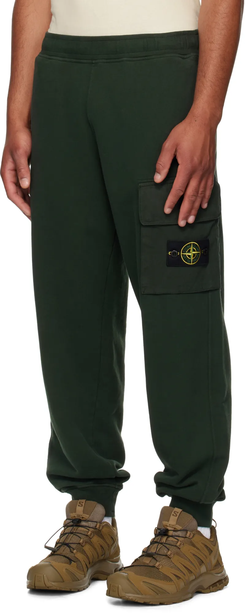 Stone Island Logo Patch Tapered-Leg Pants