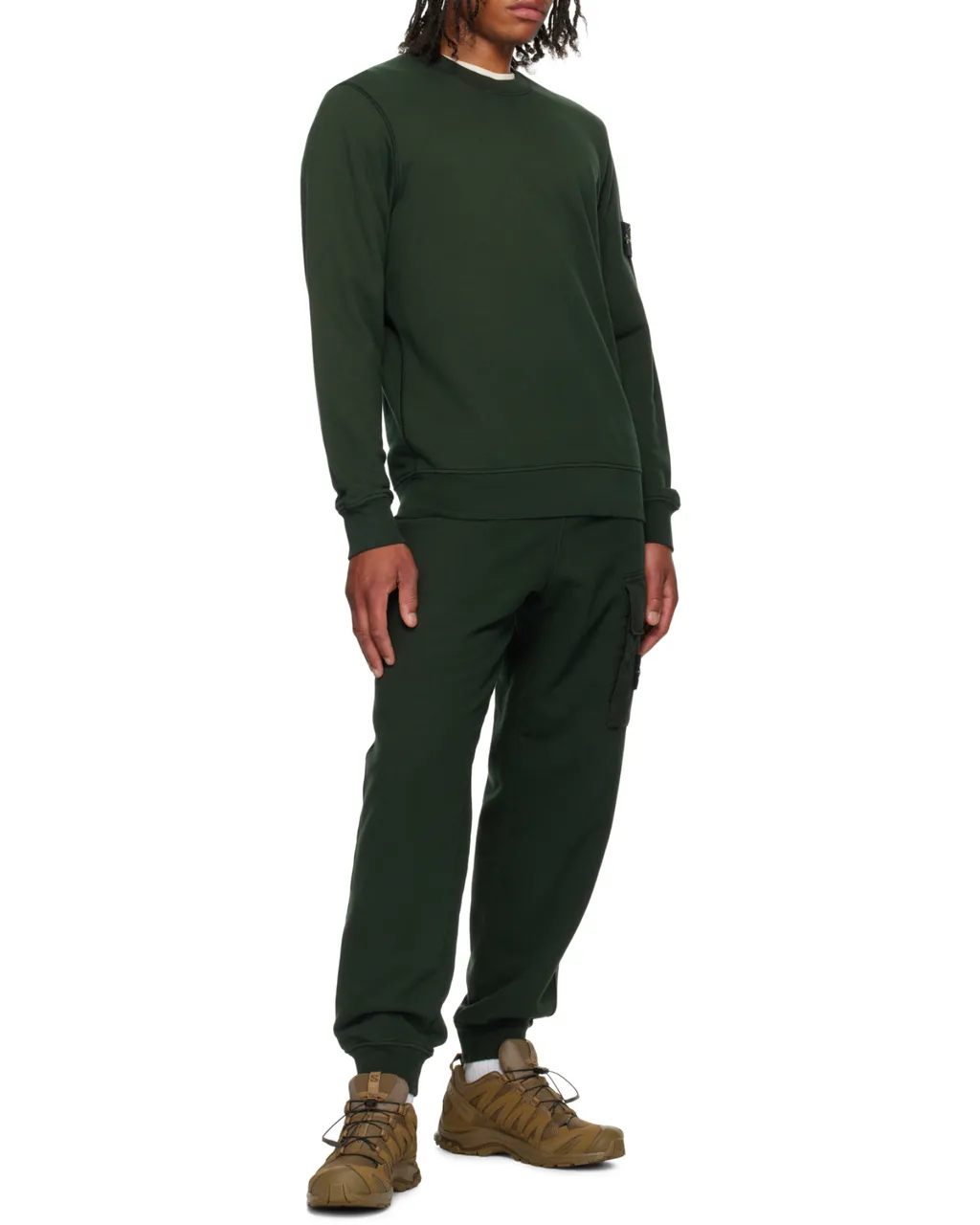 Stone Island Logo Patch Tapered-Leg Pants