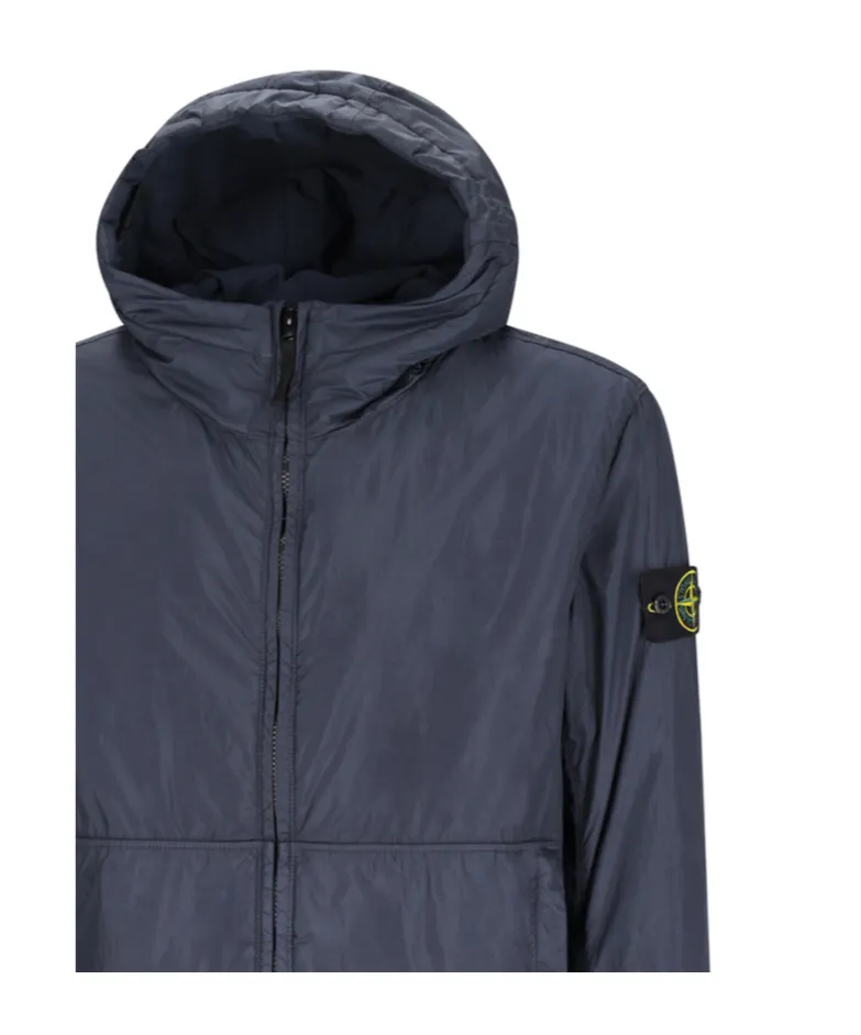 Stone Island Logo Patch Zip-Up Hooded Jacket