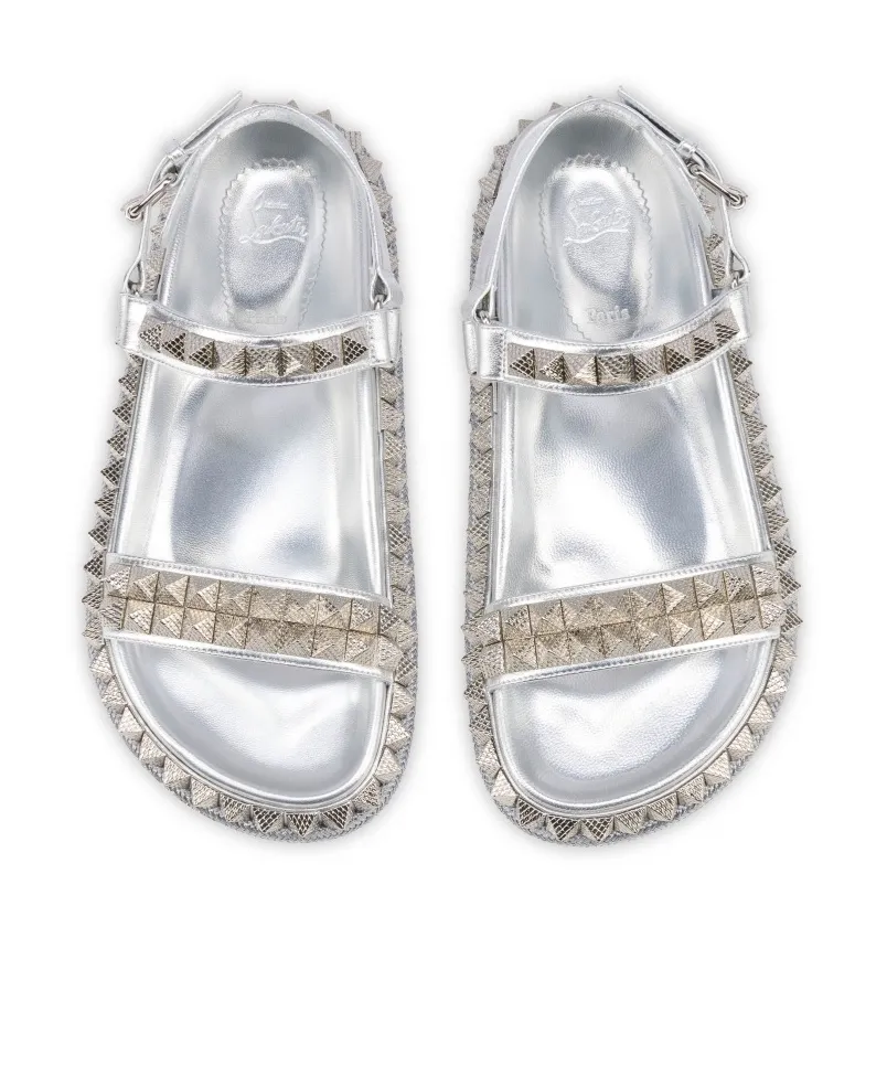 Christian Louboutin Stud Detailed Metallic Sandals