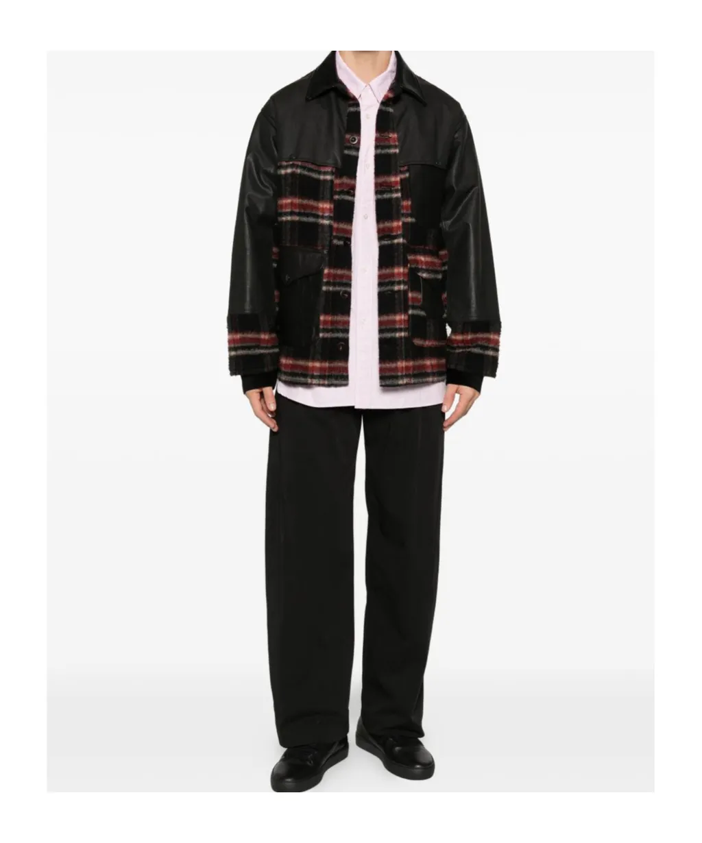Black Patch Check Plaid Pattern Jacket