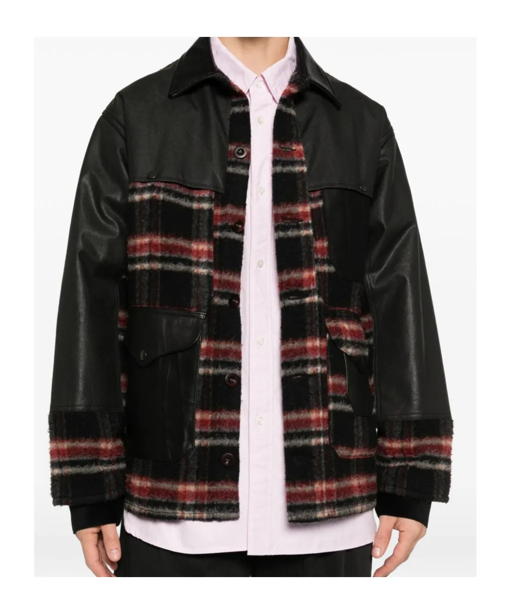 Black Patch Check Plaid Pattern Jacket