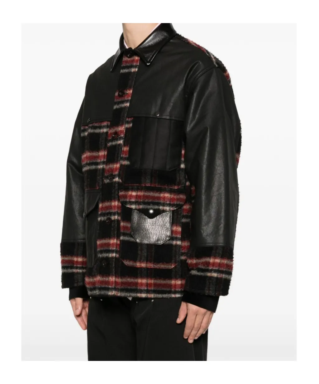 Black Patch Check Plaid Pattern Jacket