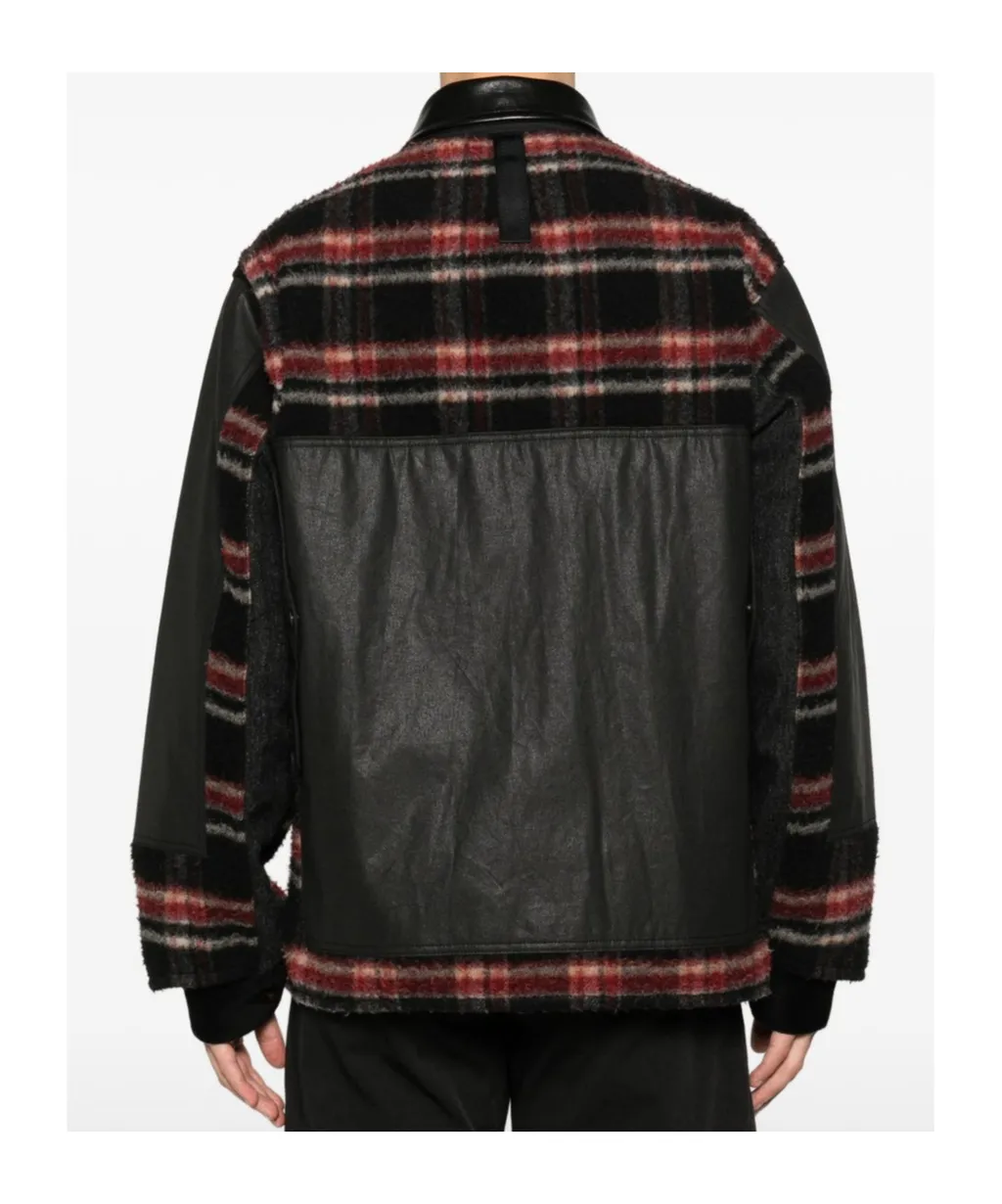Black Patch Check Plaid Pattern Jacket