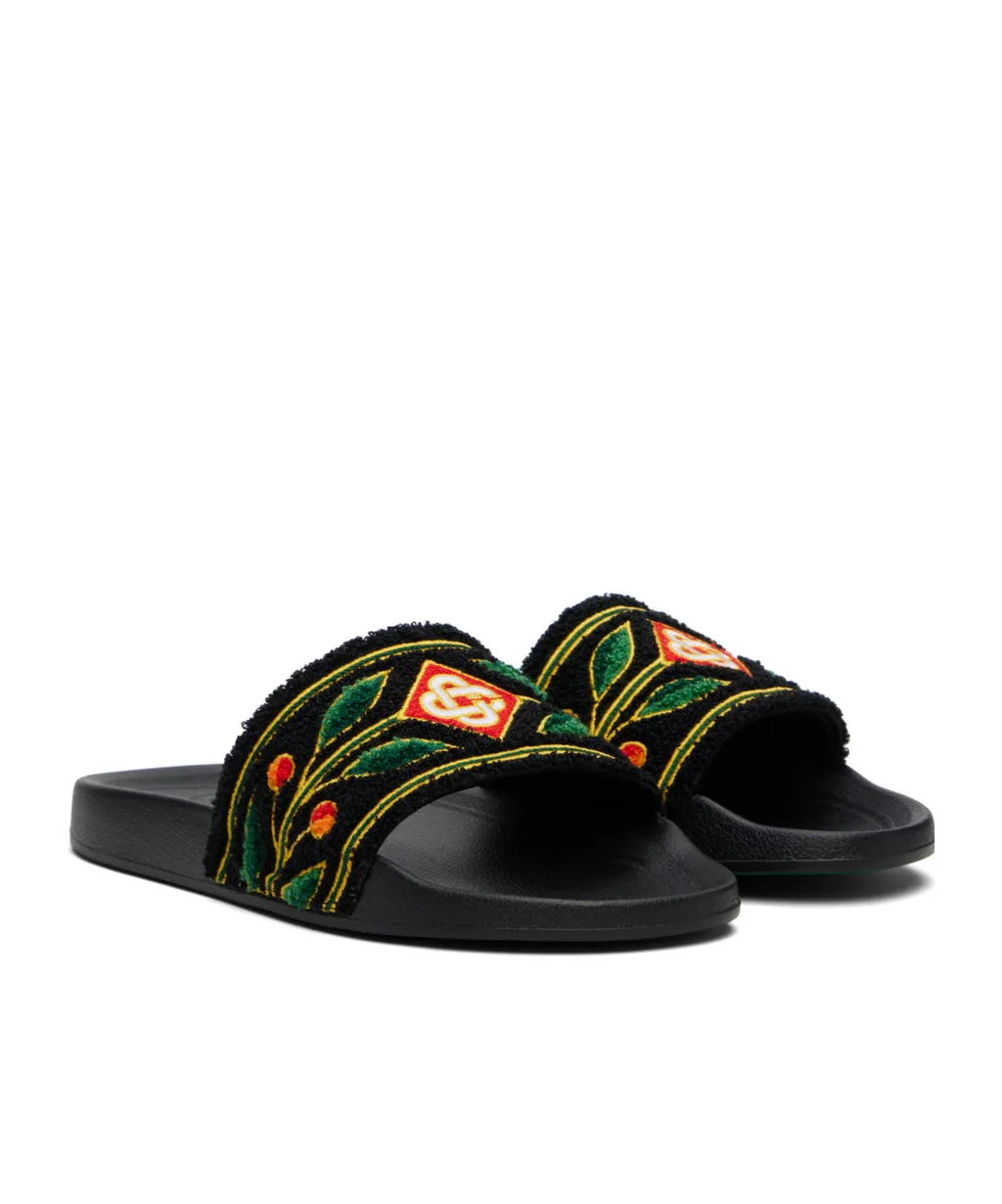 Casablanca Logo Detailed Terry Slides