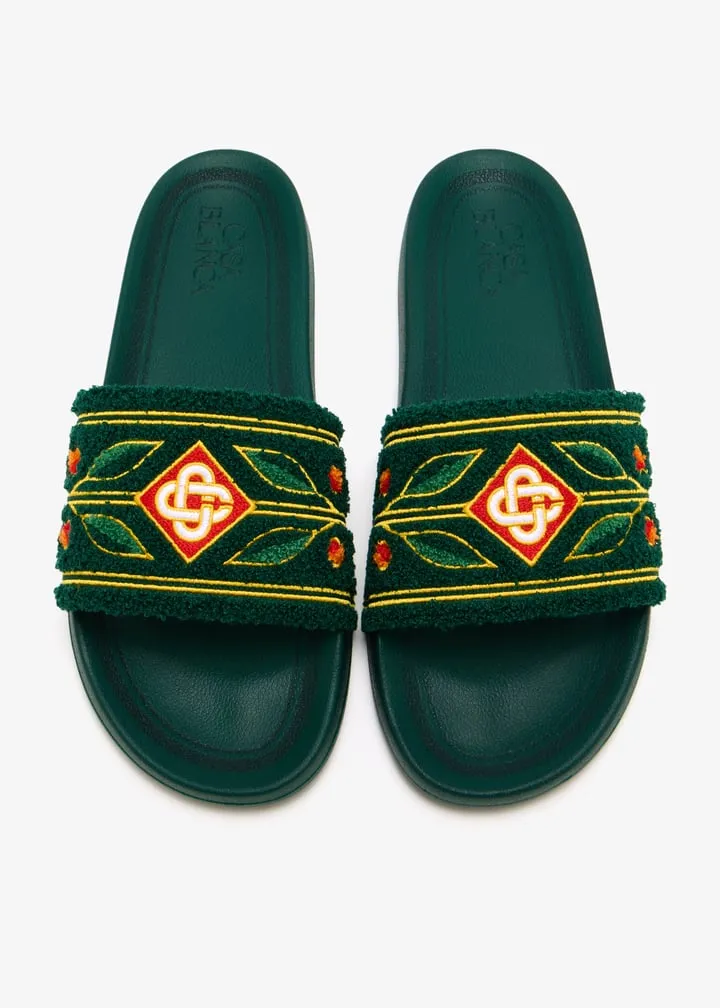 Casablanca Logo Detailed Terry Slides