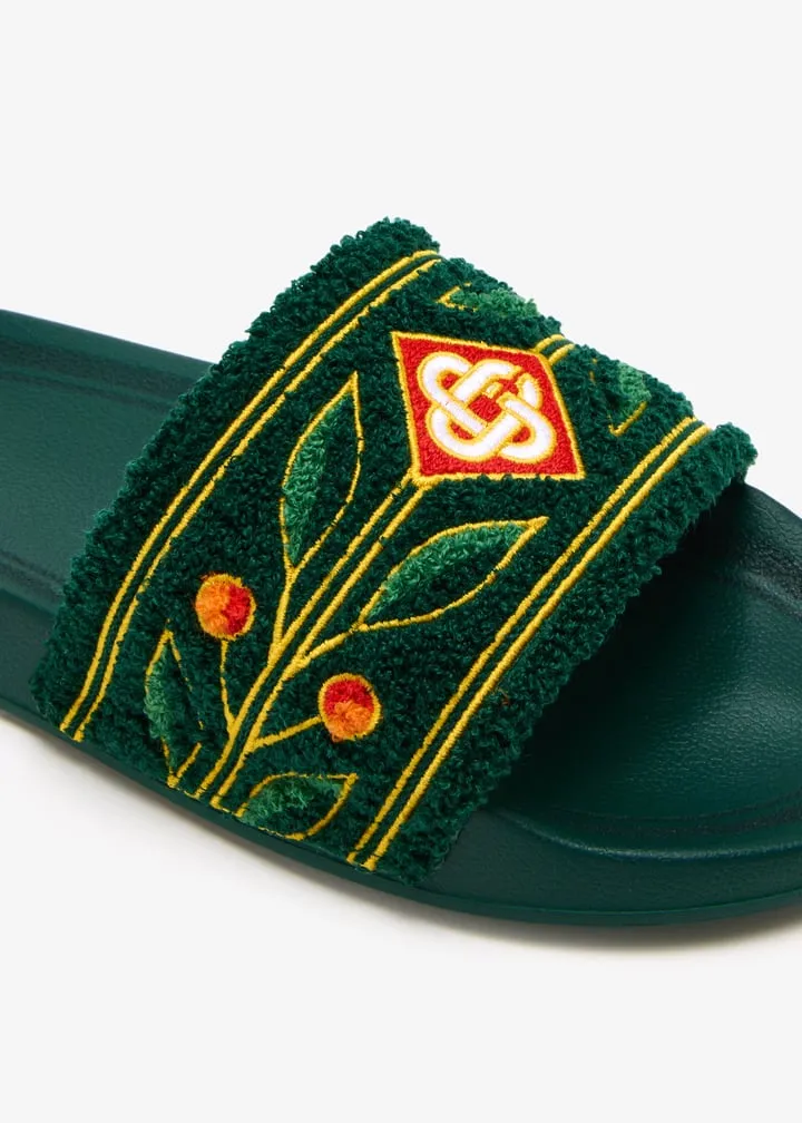 Casablanca Logo Detailed Terry Slides
