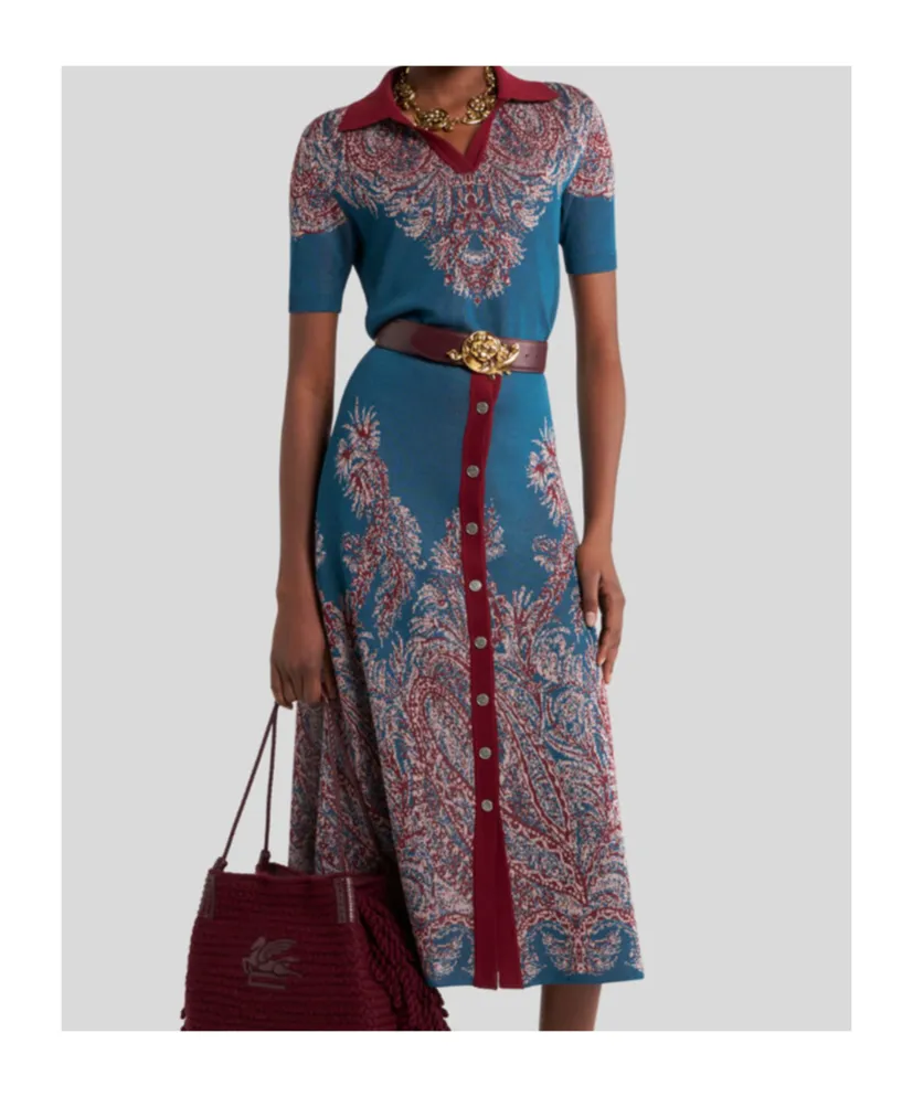Etro Pattern-Jacquard Knitted Polo Shirt