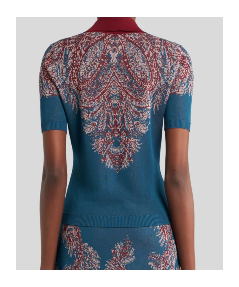Etro Pattern-Jacquard Knitted Polo Shirt
