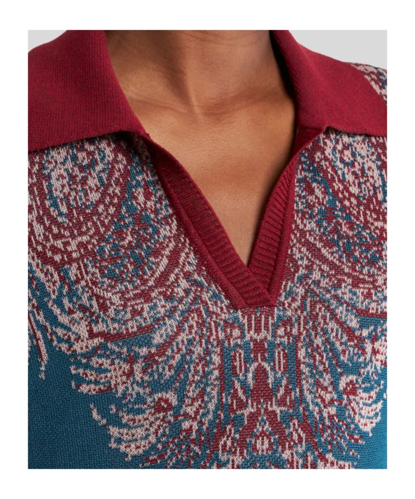 Etro Pattern-Jacquard Knitted Polo Shirt