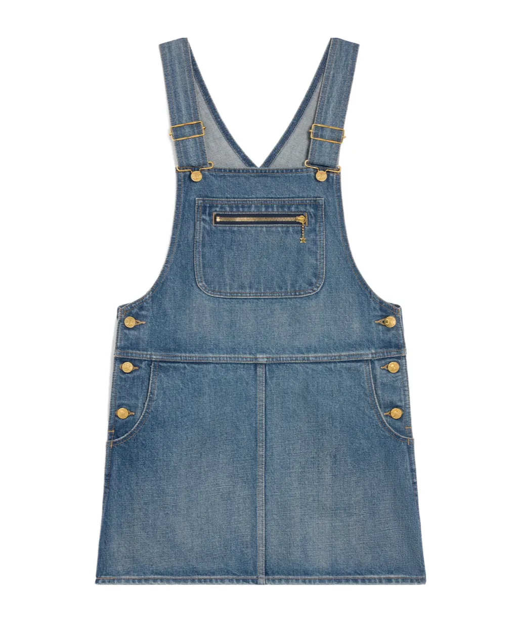 Dungarees Mini Dress In Union Wash Denim