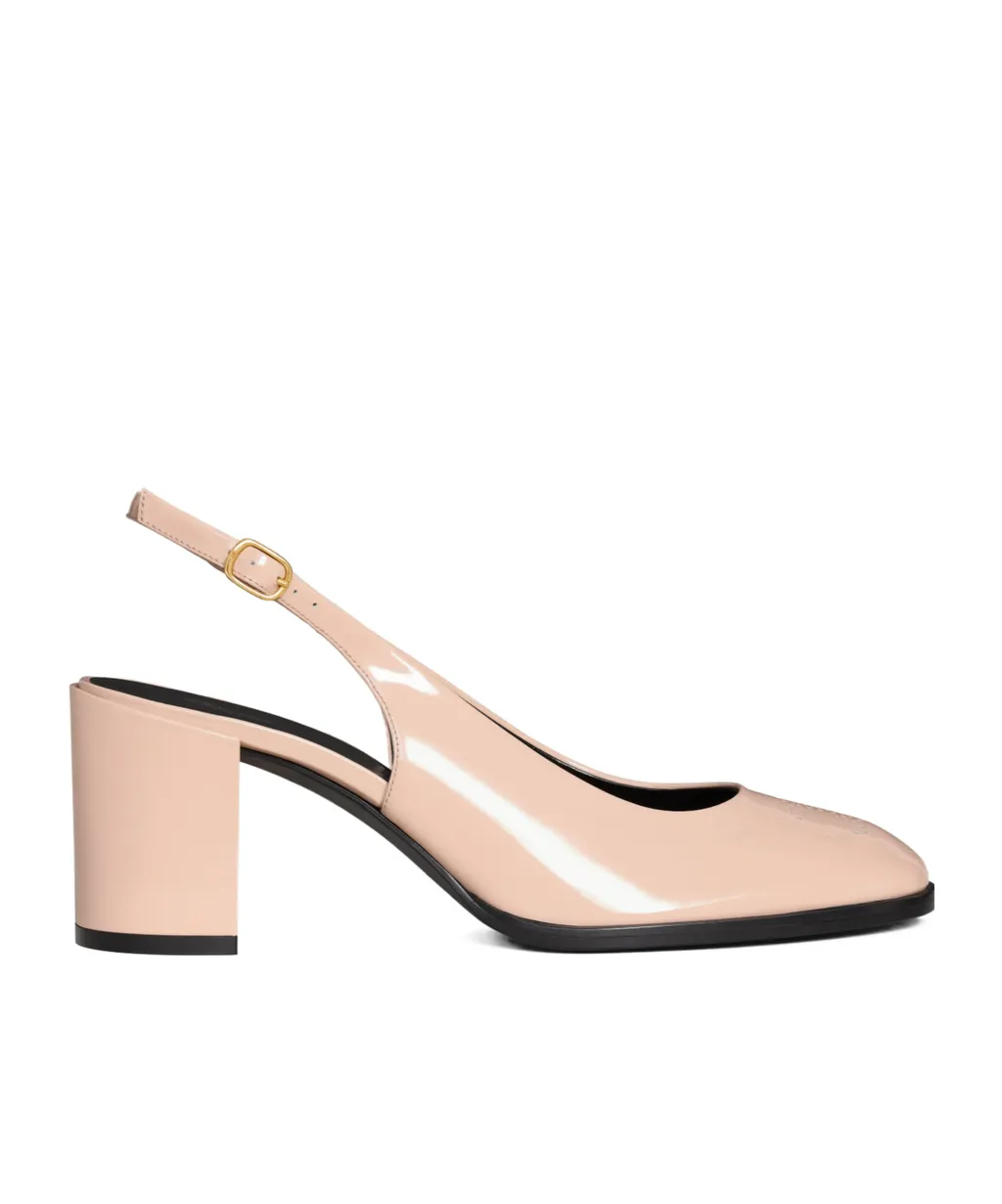 Celine Lily Perforated Triomphe Slingback In Patent Calfskin