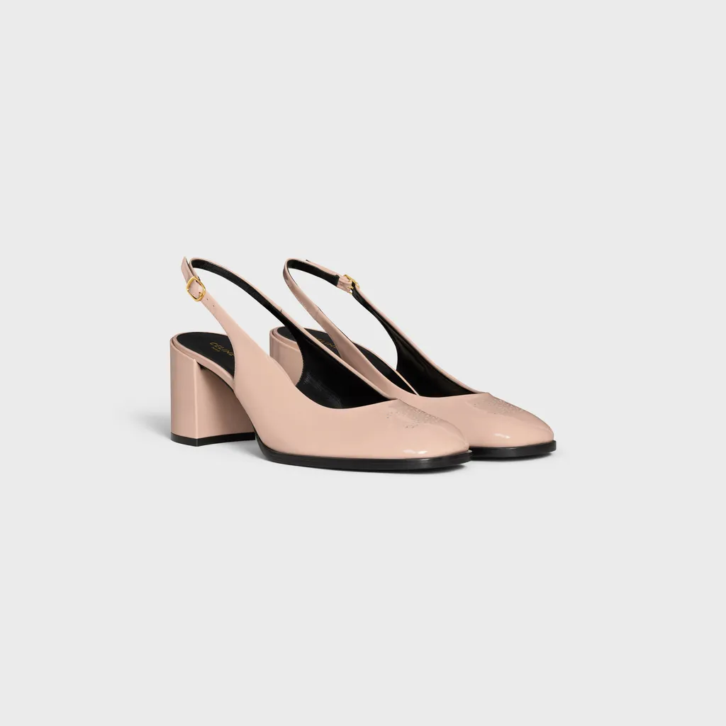 Celine Lily Perforated Triomphe Slingback In Patent Calfskin