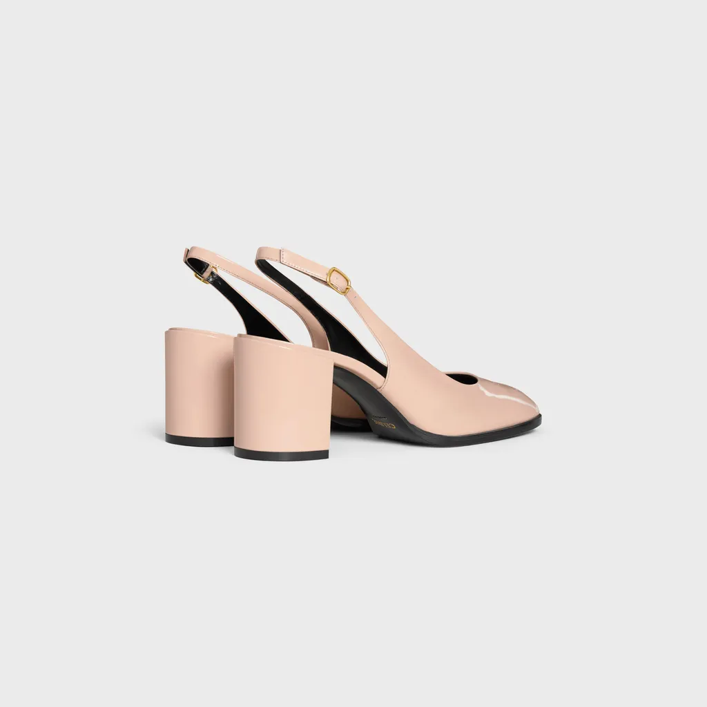 Celine Lily Perforated Triomphe Slingback In Patent Calfskin