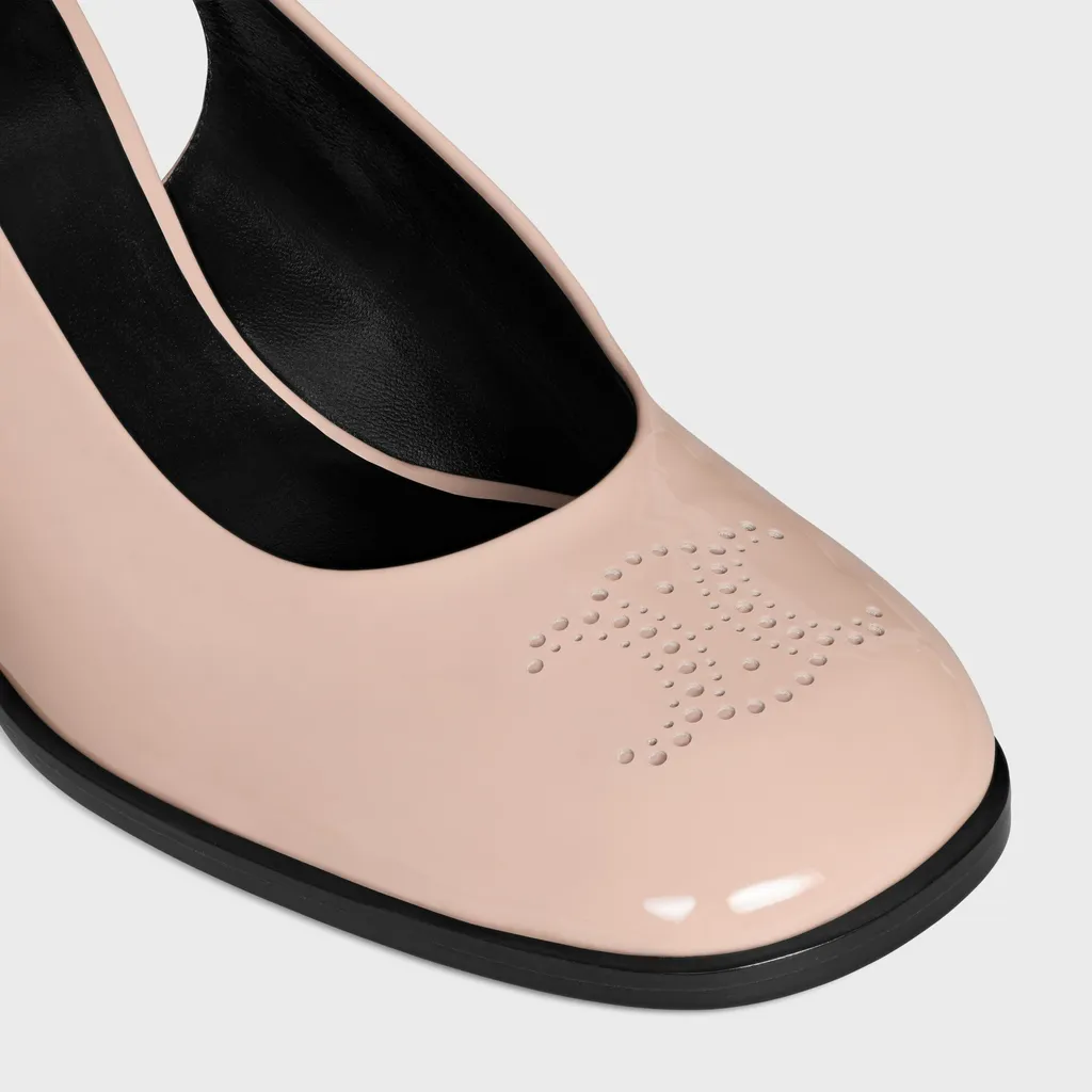 Celine Lily Perforated Triomphe Slingback In Patent Calfskin