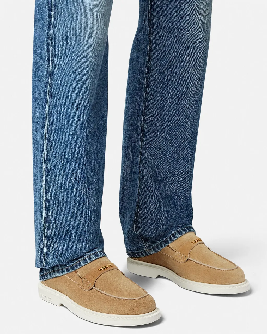Versace Round-Toe Slip-On Loafers