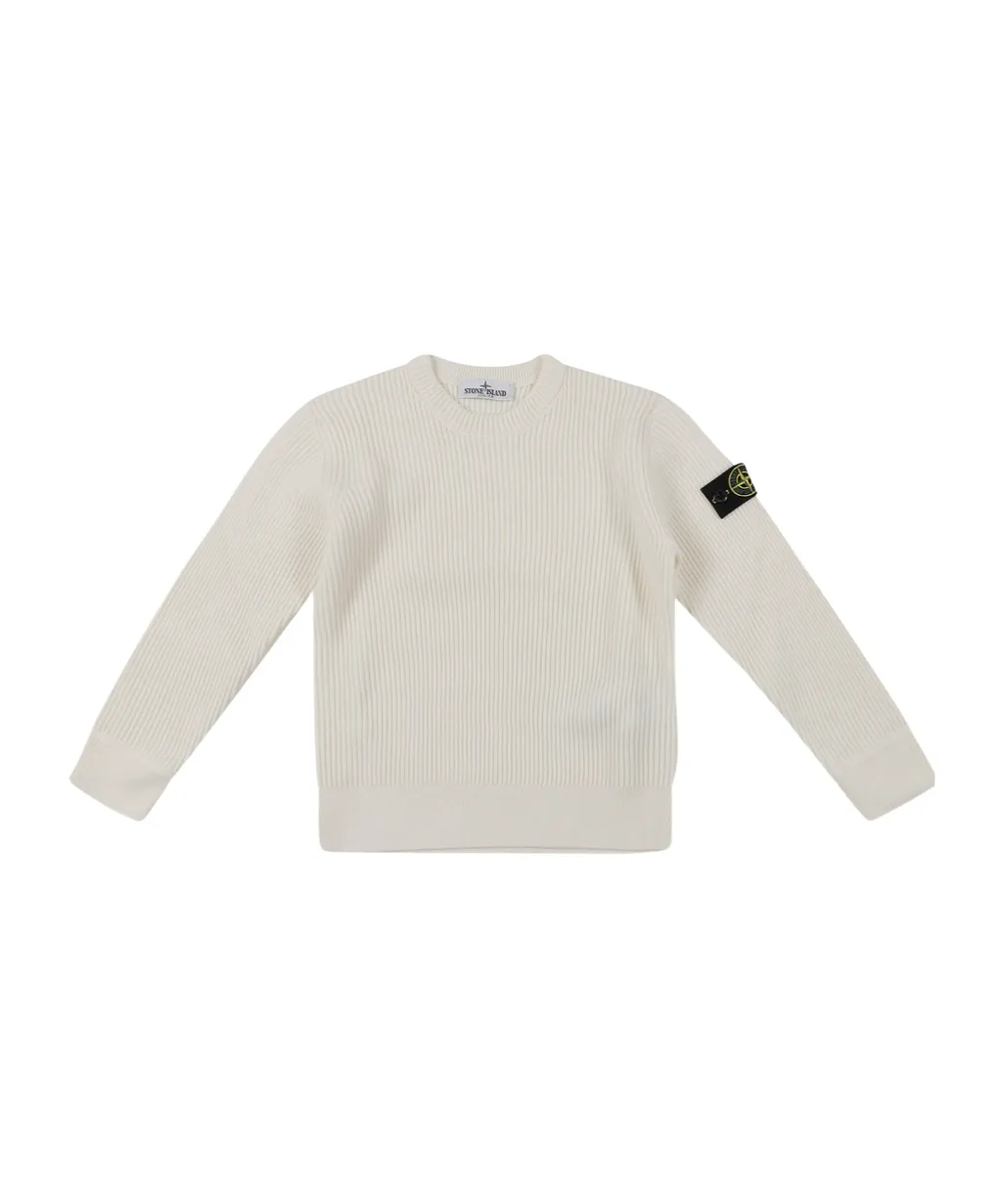 Stone Island Junior Logo Patch Ribbed Jumper