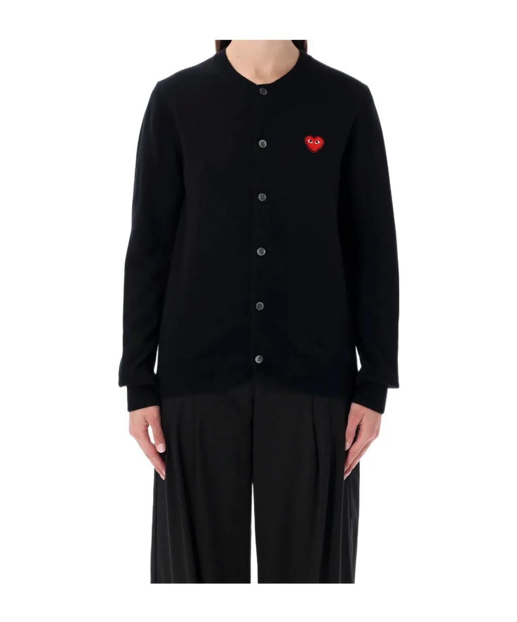 Comme Des GarÇOns Play Logo Detailed Crewneck Cardigan