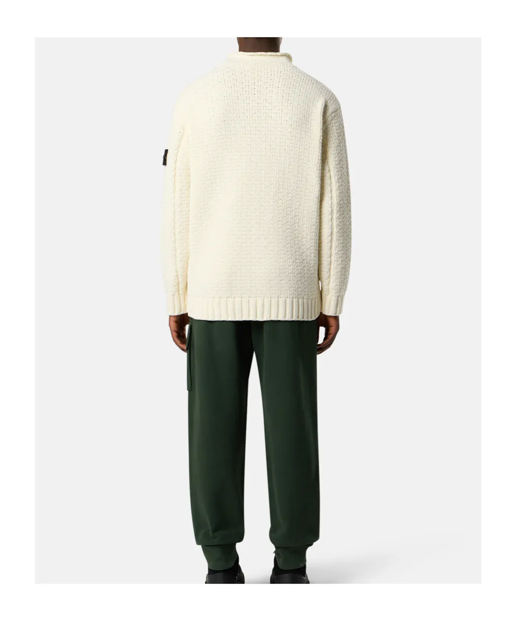 Mock Neck Sweater With Reverse Stitch Details