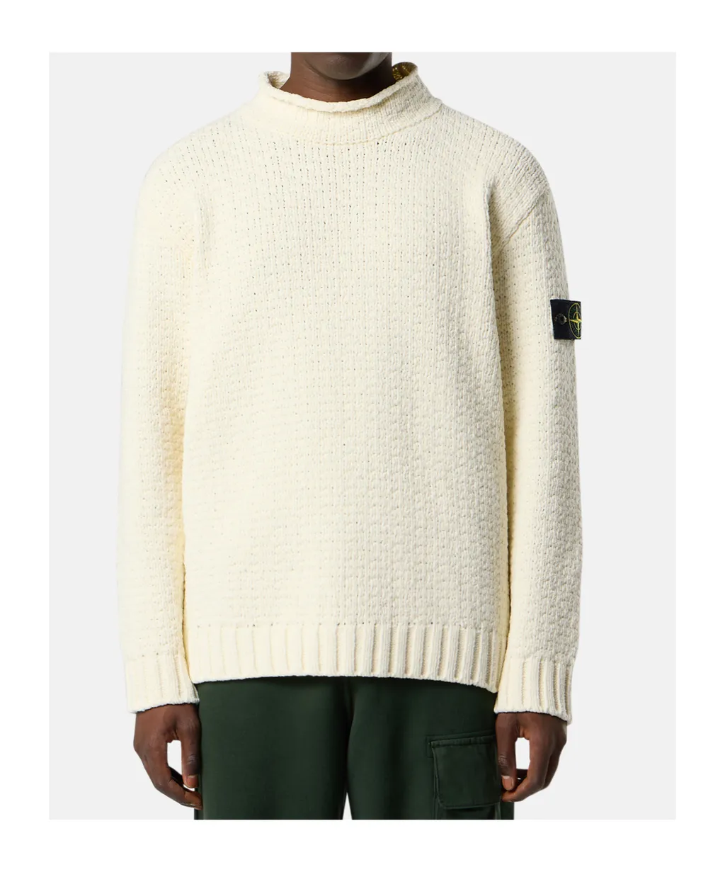 Mock Neck Sweater With Reverse Stitch Details