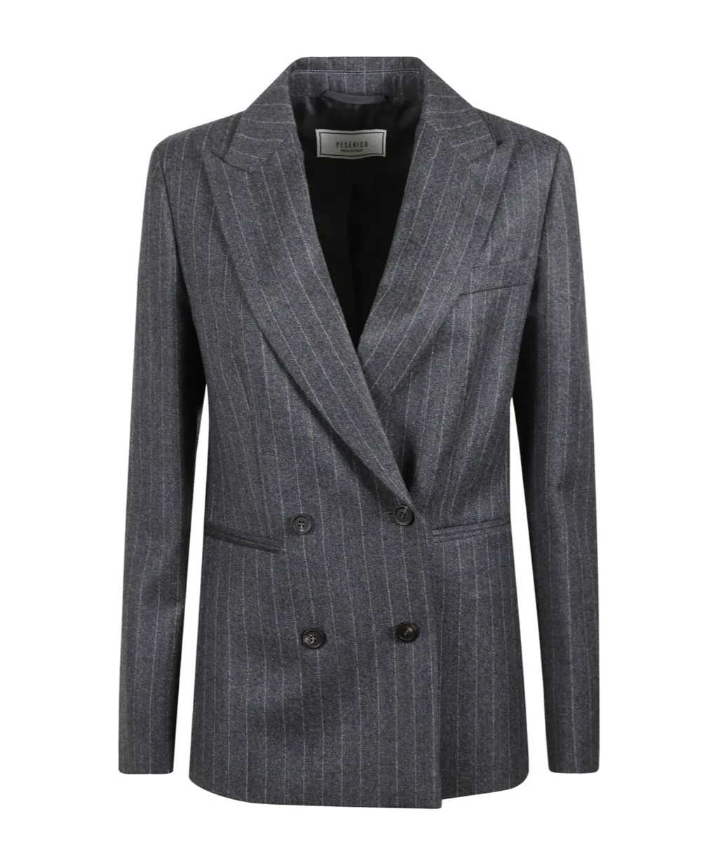 Pinstripe-Pattern Double-Breasted Jacket