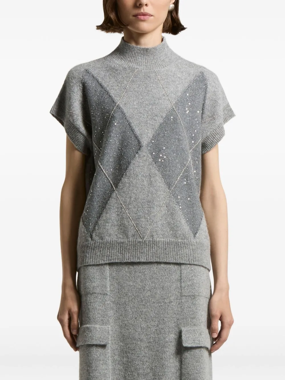Sequin-Embellished High-Neck Vest